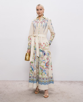 Etro Бежева сукня-сорочка в квітковий принт WRHA0591AKH59