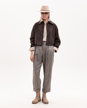 Brunello Cucinelli Серые брюки из шерсти в полоску MP189P8995