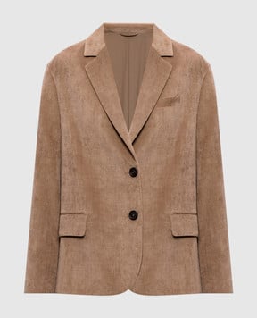 Brunello Cucinelli Коричневый вельветовый жакет MG5477201P