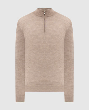 Doriani Cashmere Бежевый джемпер из шерсти, шелка и кашемира с молнией 1818179