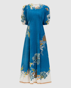 Alemais Синее платье миди Luda из льна 6392D