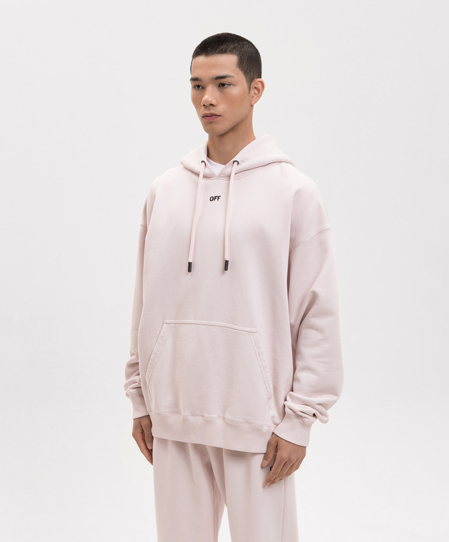 Off-White Рожеве худі з емблемою Paint Arrow 44MBB085S26F00J зображення 3