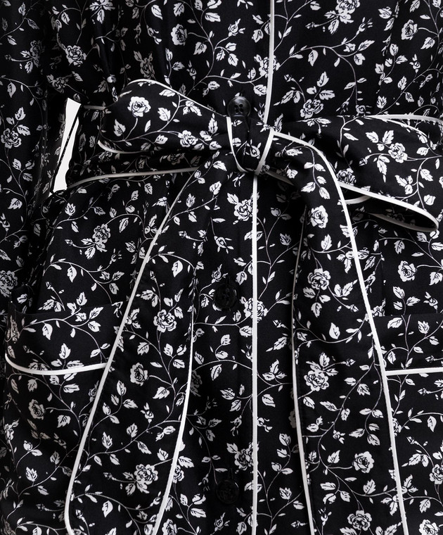 Dolce&Gabbana Чорна блуза із шовку в стилі піжами F5I89TIS1X1 зображення 5