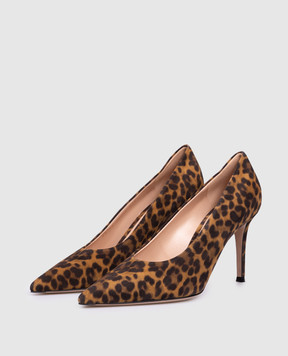 Gianvito Rossi Коричневые замшевые туфли Robbie в анималистичный принт G2227785RIC