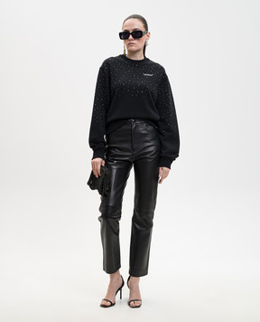 Off-White Черный свитшот с кристаллами Swarovski 2BA07HS26FLE001