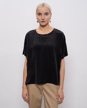 Momoni Черная блуза Gila из шелка MOBL005MO05