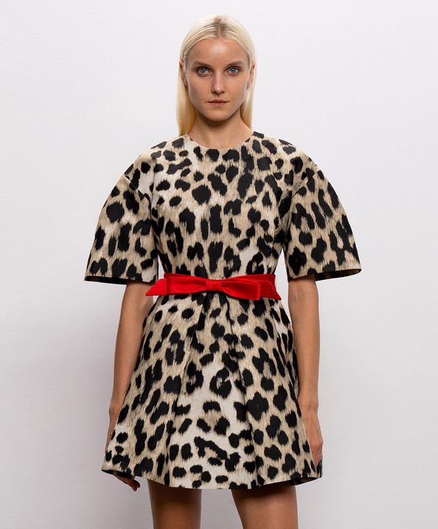 Givenchy Бежевое платье мини Cocoon в принт BW231116VJ изображение 3
