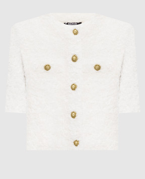 Balmain Білий твідовий кардиган GF0KL290KJ89
