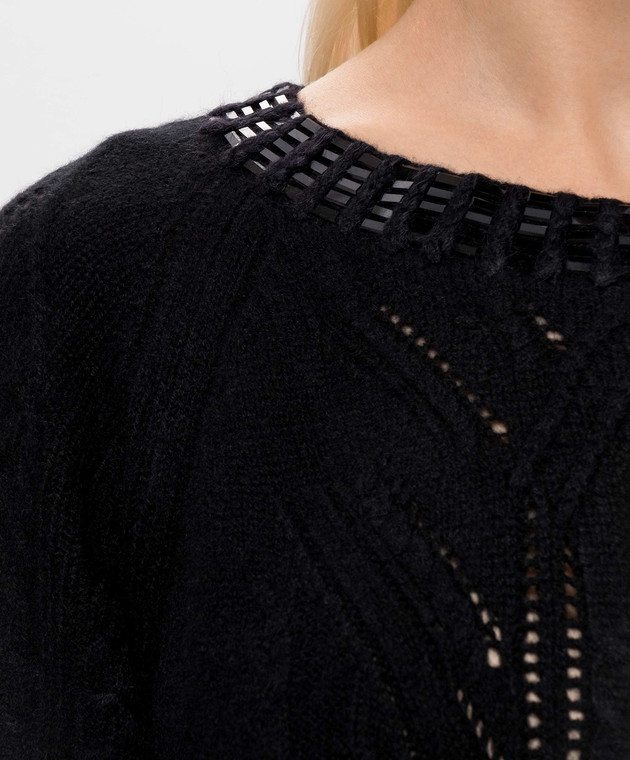 Ermanno Scervino Черный свитер из кашемира с короткими рукавами D495L325RCTZTW изображение 5