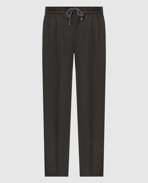 Brunello Cucinelli Темно-зеленые брюки из шерсти M038PE1710