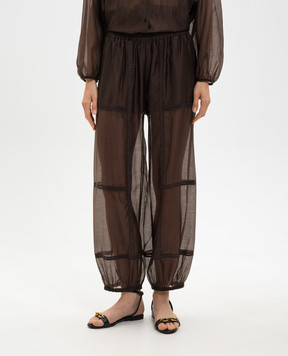 Twinset Коричневі джогери з мереживом 261TF2041