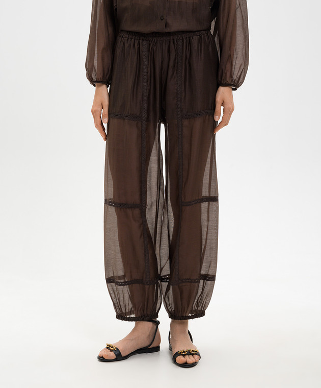 Twinset Коричневі джогери з мереживом 261TF2041 зображення 3