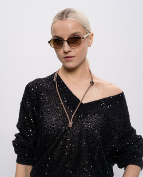 Brunello Cucinelli Коричневые солнцезащитные очки Intarsia Rays с гравировкой монограммы MOCPATTS08