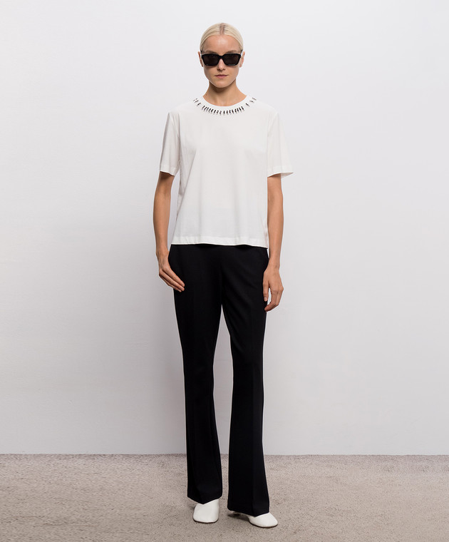 Twinset Белая футболка с кристаллами 262AP2480 изображение 2