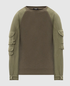 Balmain Свитер с шерстью цвета хаки HH1KD188KK29