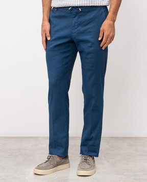 Stefano Ricci Синие брюки с льном M1T610005BLCTL1U