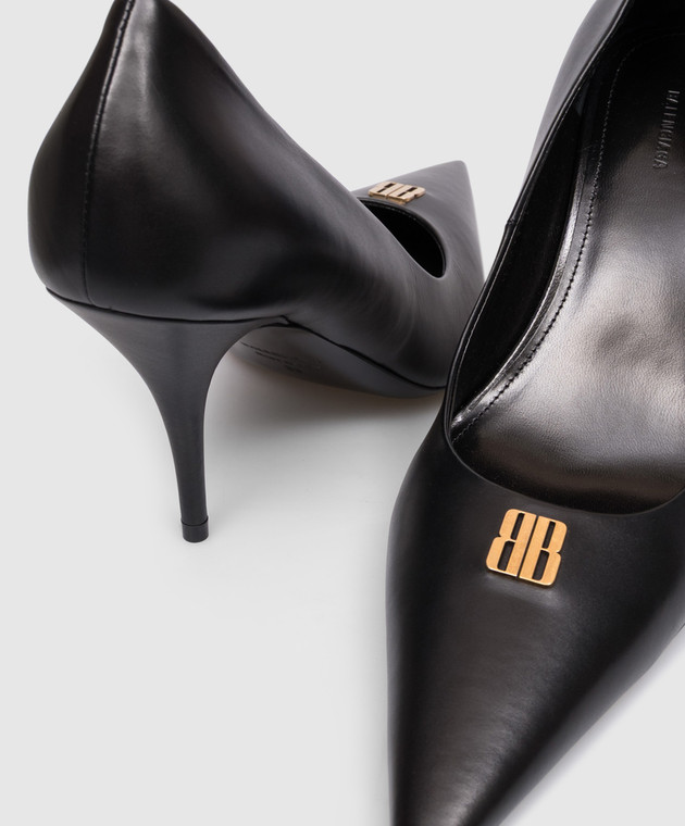 Balenciaga Черные кожаные туфли Avenue Bb Editor 845393WA919 изображение 5