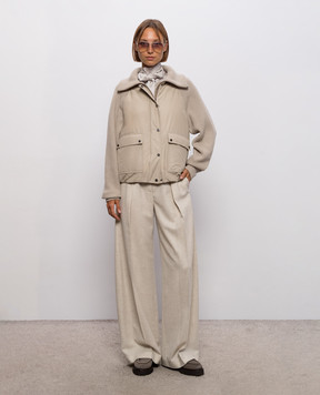 Brunello Cucinelli Бежеві штани з вовни та кашеміру MB162P9307