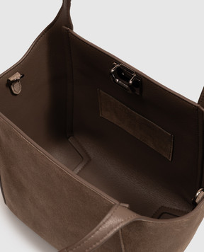 Brunello Cucinelli Коричневая замшевая сумка Storial с тиснением логотипа MBDLB2840