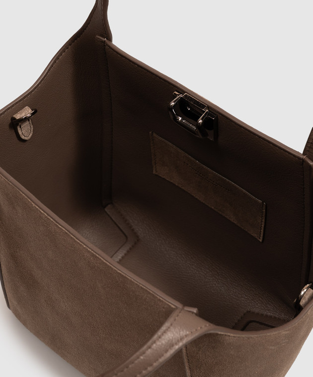 Brunello Cucinelli Коричневая замшевая сумка Storial с тиснением логотипа MBDLB2840 изображение 3