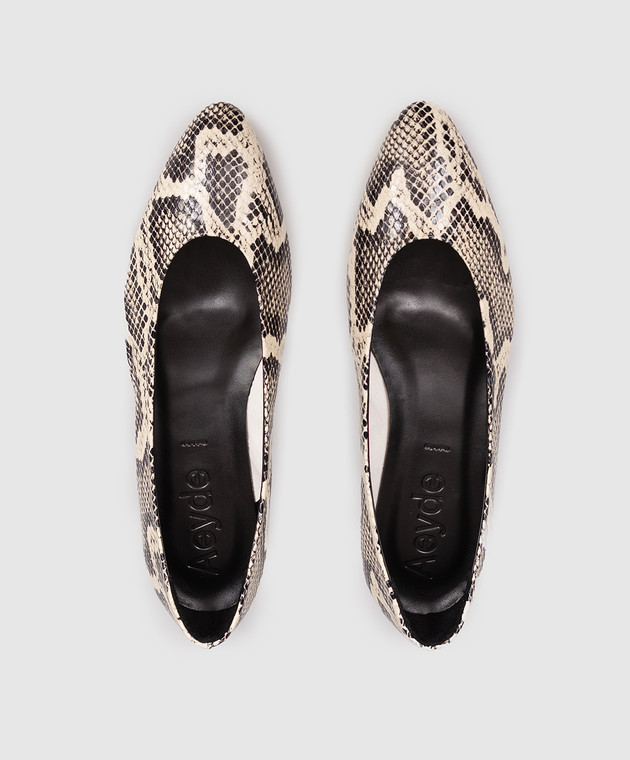 Aeyde Бежевые кожаные балетки Ellie с принтом под кожу питона FL0176006002225 изображение 4