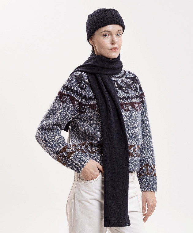 Woolrich Синій комплект з шапки-біні та шарфа в подарунковій коробці CFWWAC2041FRUF0706 зображення 2