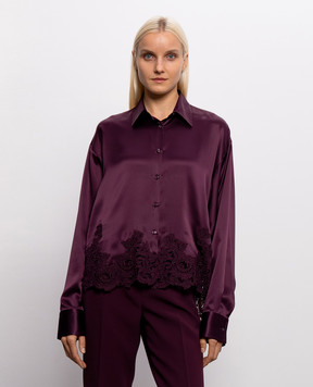 Ermanno Scervino Бордовая блуза из шелка с кружевом D492K396APNXE