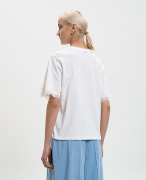 Twinset Біла футболка з мереживом 261TP2110