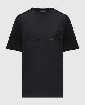 Stefano Ricci Чорна футболка з шовком MVH6100140KATBP