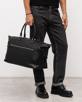 Serapian Черная кожаная дорожная сумка с плетением SRMOSMTR707545Y001