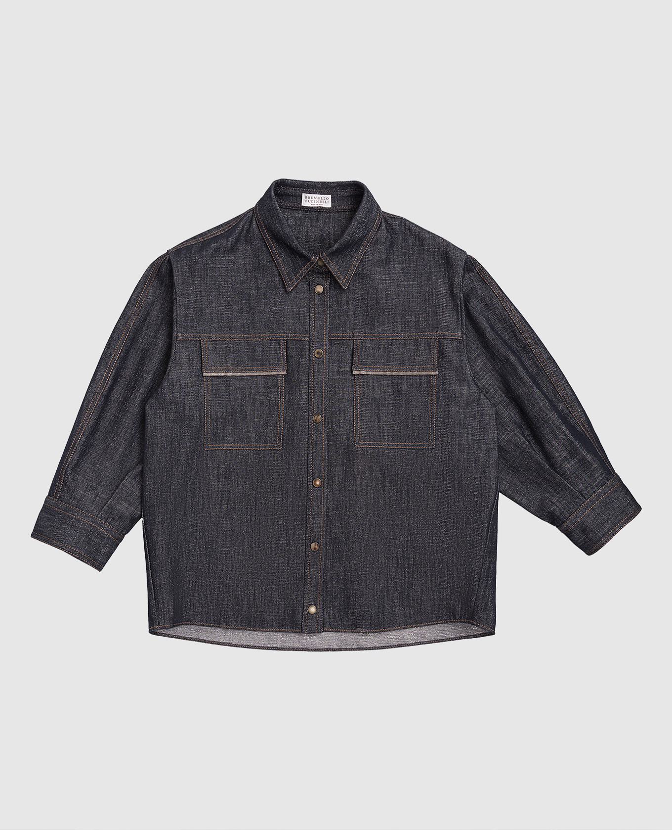 

Детская синяя джинсовая рубашка с люрексом, Синий, Рубашки и блузы