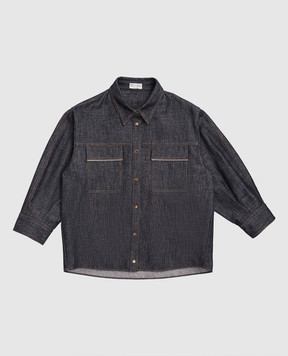 Brunello Cucinelli Дитяча синя джинсова сорочка з люрексом BB148C864B