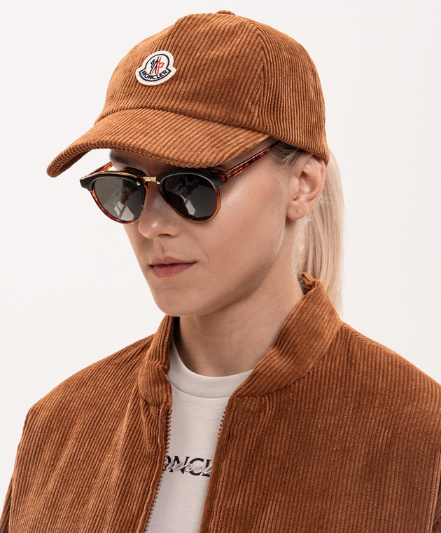 Moncler Коричневый вельветовый кепка с нашивкой логотипа L20933B000075964B изображение 2