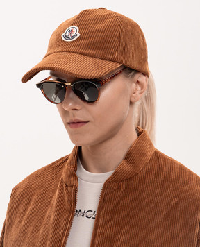 Moncler Коричневый вельветовый кепка с нашивкой логотипа L20933B000075964B