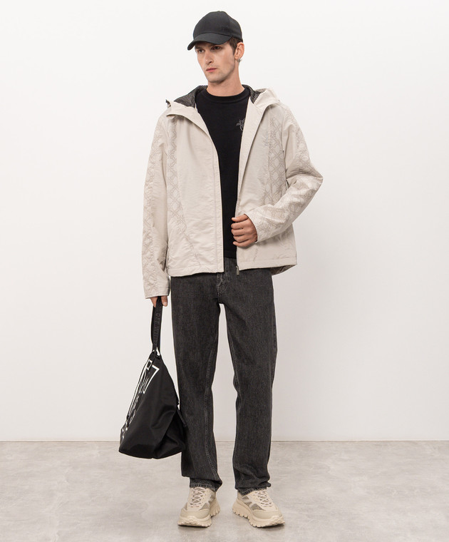 Off-White Черная футболка с вышивкой логотипа 44MAA16MF26J00E изображение 2