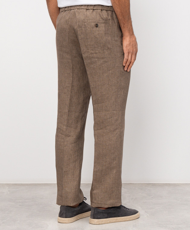 CAPOBIANCO Коричневі штани з льону 20M811LL00 зображення 4