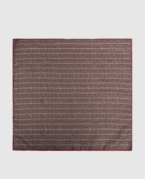 Brunello Cucinelli Коричневый платок-паше из шелка в полоску MI8960091