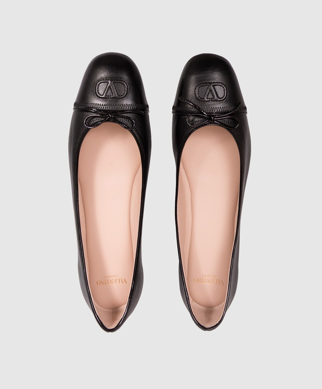 Valentino Черные кожаные балетки 9W2S0QA8URN изображение 4