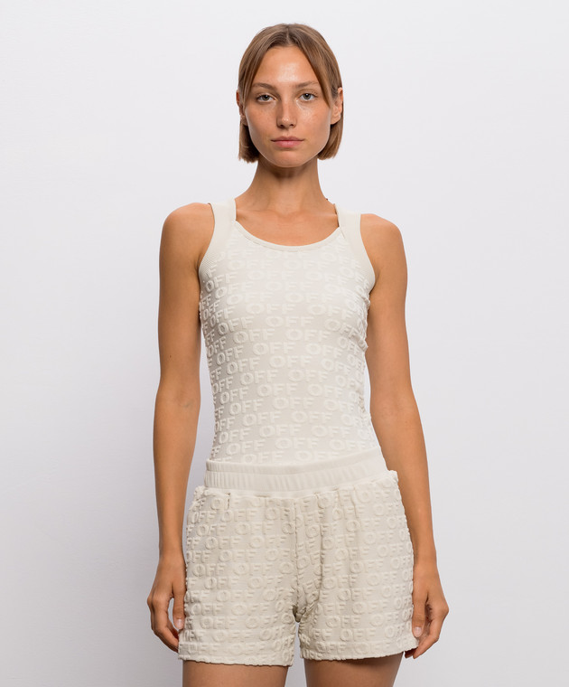 Off-White Бежевый топ в логотип шаблон 29A00710T изображение 3