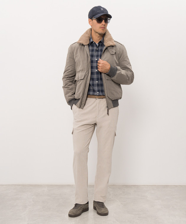 Brunello Cucinelli Синяя рубашка в клеточку MY6553059 изображение 2