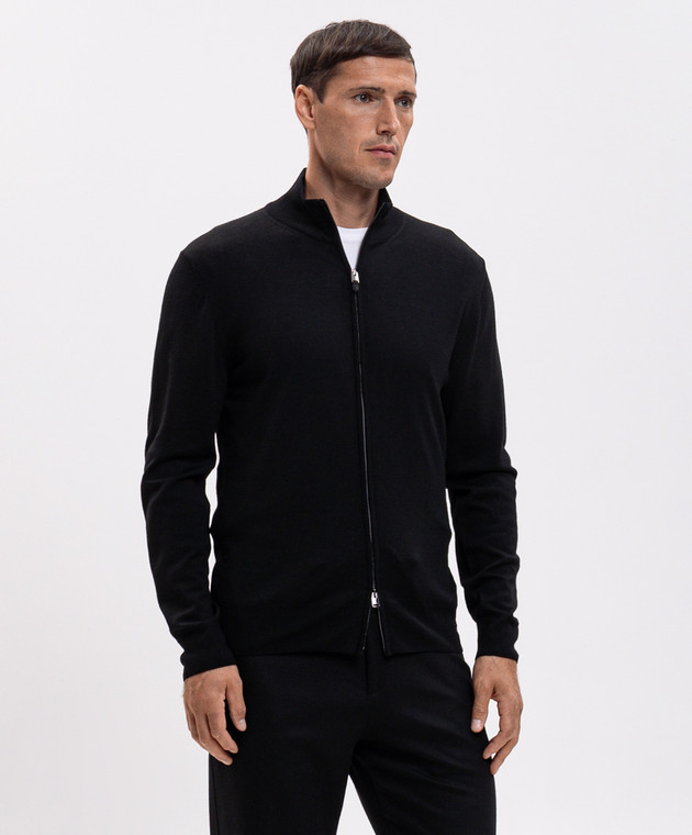 Canali Чорний кардиган з вовни MK01149C0022 зображення 3