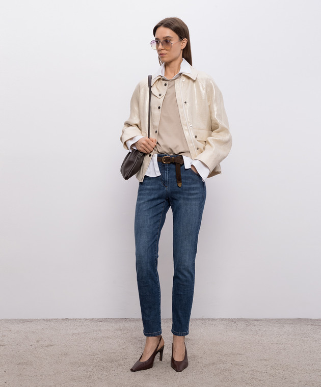 Brunello Cucinelli Сині джинси з патчем MB065P5679 зображення 2