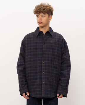Off-White Синяя куртка в стиле рубашки в клетку 44MES01FF26F001