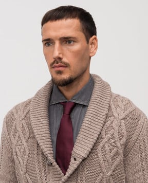 Brunello Cucinelli Бордовый галстук из шелка MM8860018