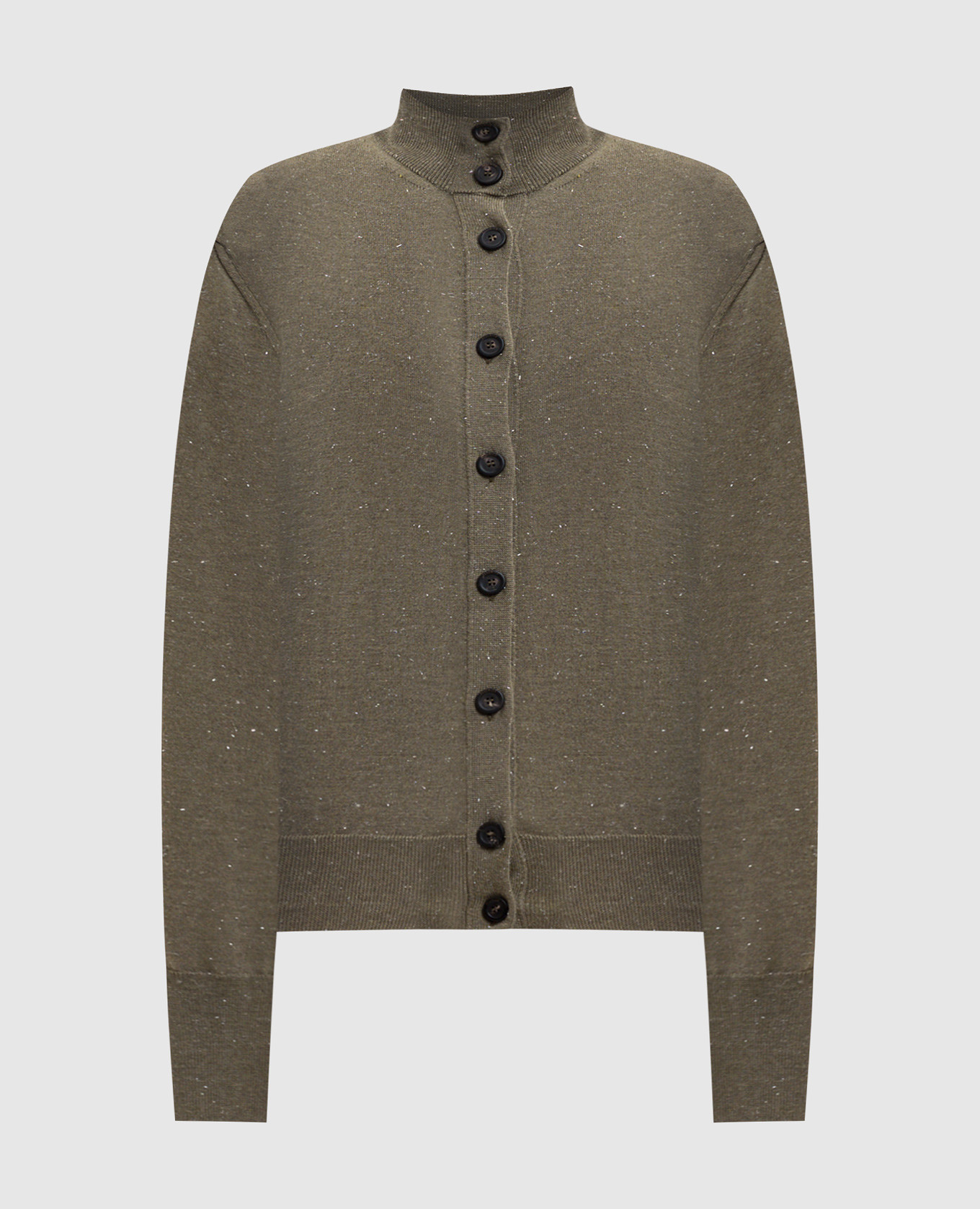 

Кардиган с шерстью цвета хаки с люрексом, Кардиганы