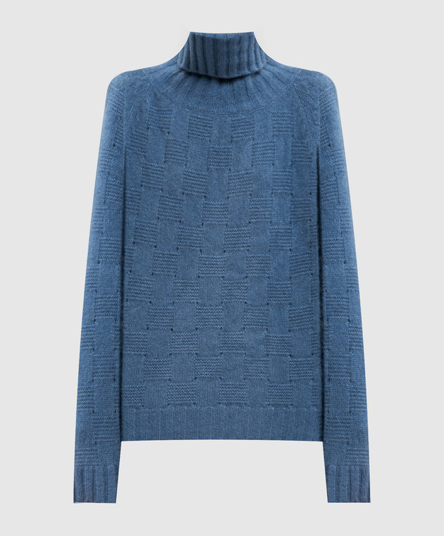 Allude Синій светр з кашеміру та шовку з фактурним візерунком 26577022
