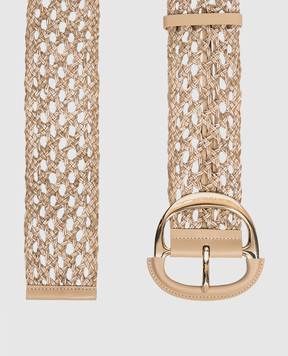 Twinset Бежевий шкіряний плетений ремінь 261TO5390