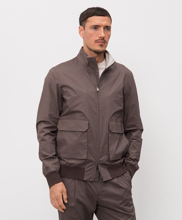 Herno Коричневая куртка с металлической пластиной с логотипом GI000640U13164Z изображение 3