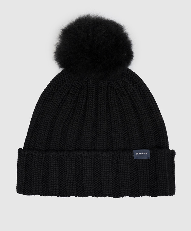 Woolrich Чорна шапка з вовни з помпоном CFWWAC0163FBUF0428