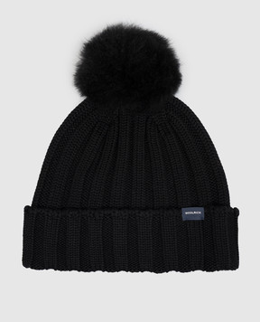 Woolrich Черная шапка из шерсти с помпоном CFWWAC0163FBUF0428
